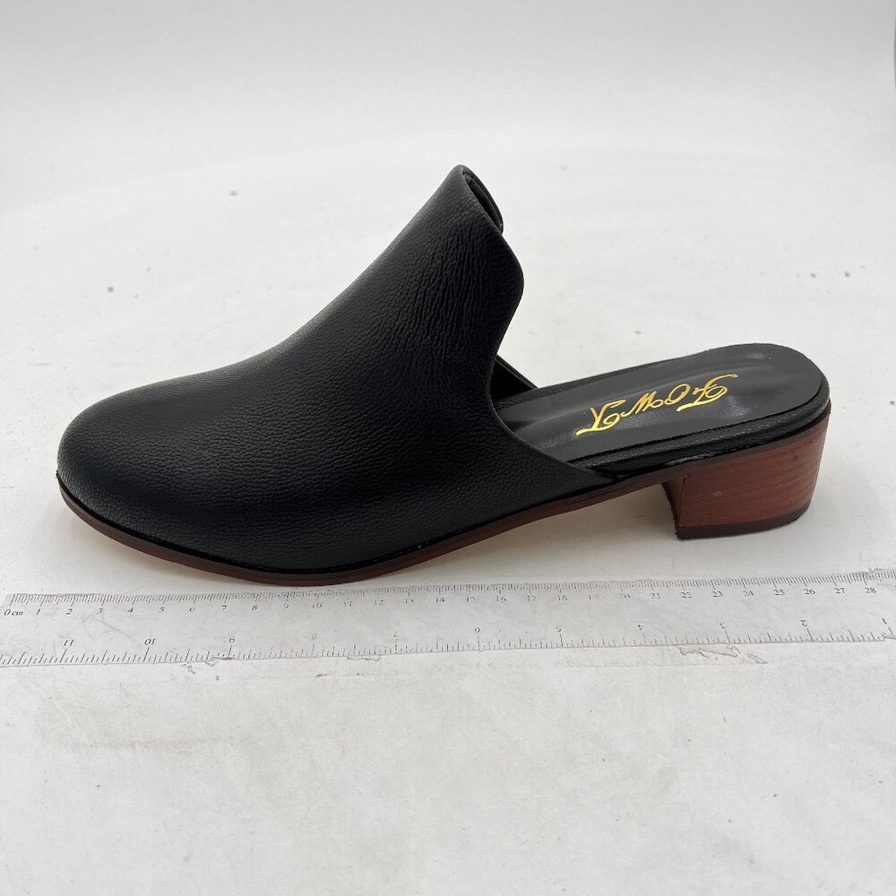 FOWT Women Round Closed Toe Mules Slip On Retro Loafer Low Chunky Block Thick He